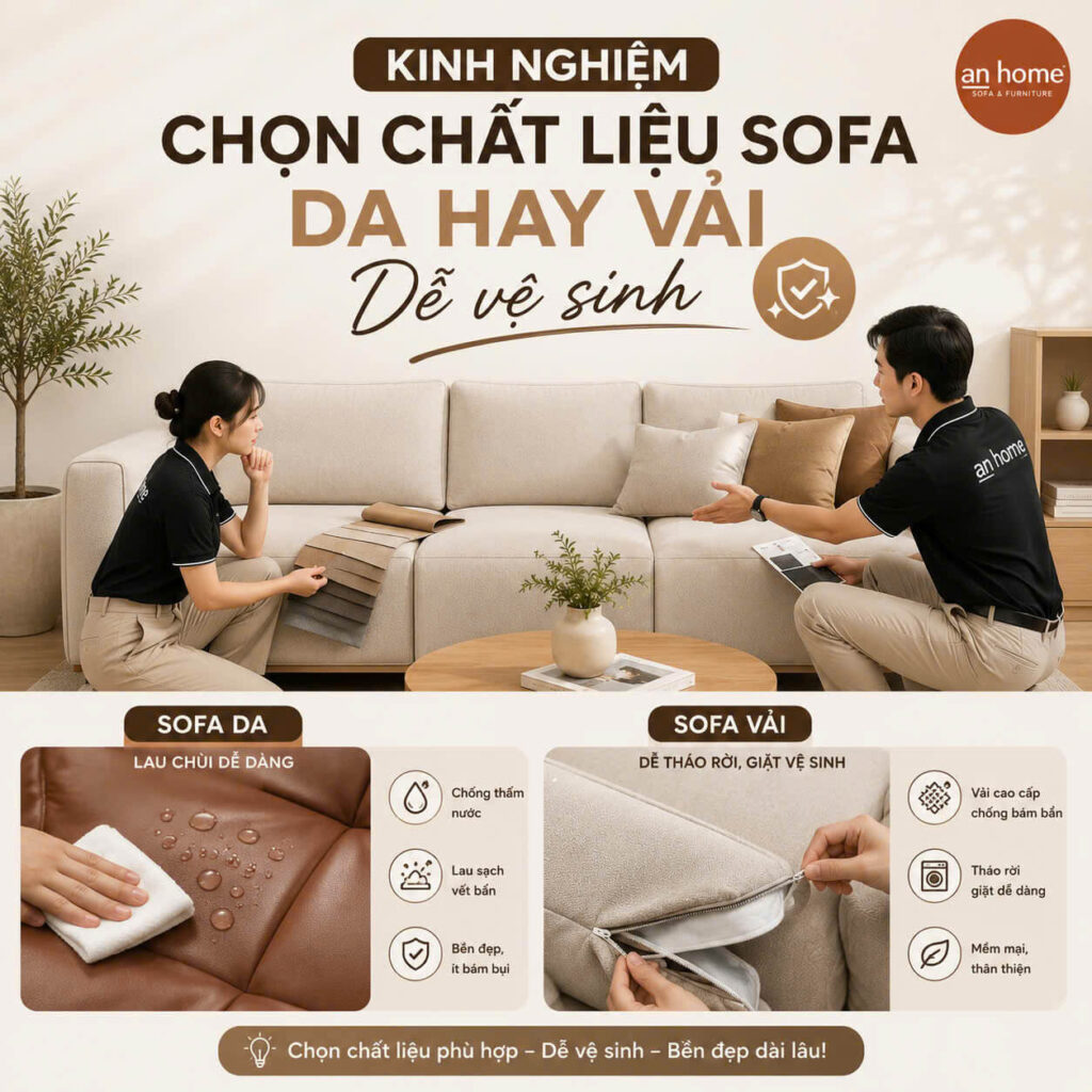 KINH NGHIỆM CHỌN MUA SOFA PHÒNG KHÁCH: CHECKLIST 5 BƯỚC HOÀN HẢO TỪ AN HOME 3 chat lieu sofa da hay vai