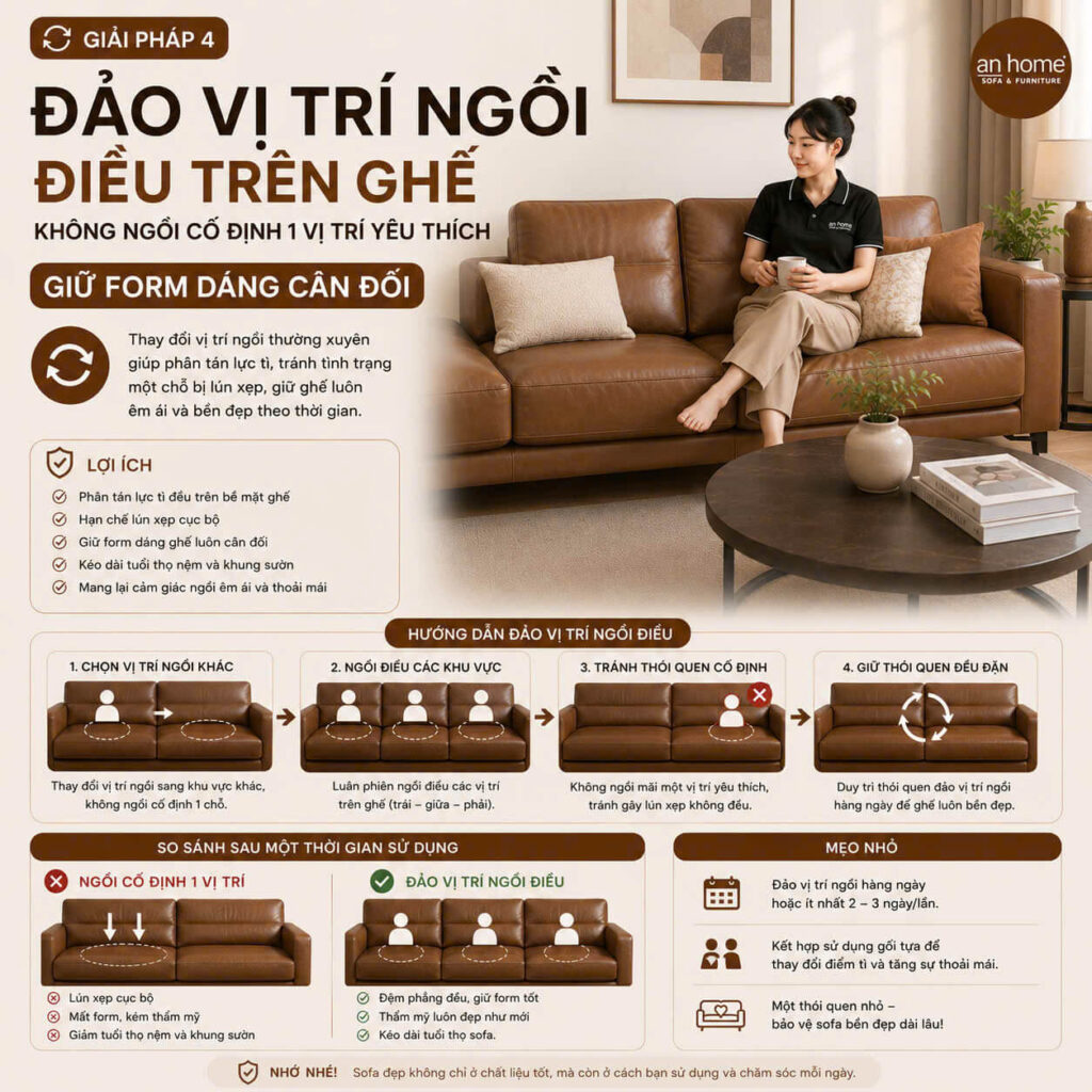 10 TIP BẢO DƯỠNG SOFA ĐÚNG CÁCH, BỀN ĐẸP NHƯ MỚI | SOFA AN HOME 5 dao vi tri ngoi