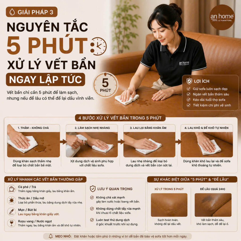 10 TIP BẢO DƯỠNG SOFA ĐÚNG CÁCH, BỀN ĐẸP NHƯ MỚI | SOFA AN HOME 4 xy ly vet ban ngay lap tuc